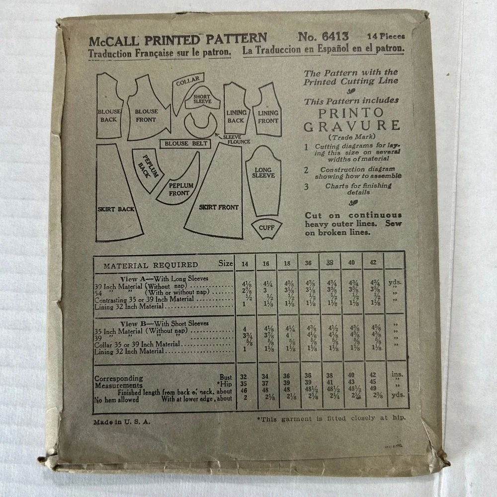 McCall Antique Early 1900's Pattern #6413 Ladies/Misses Dress HTF RARE‎